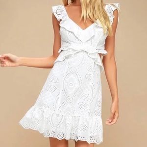ASTR the label white eyelet ruffle sundress with cutout